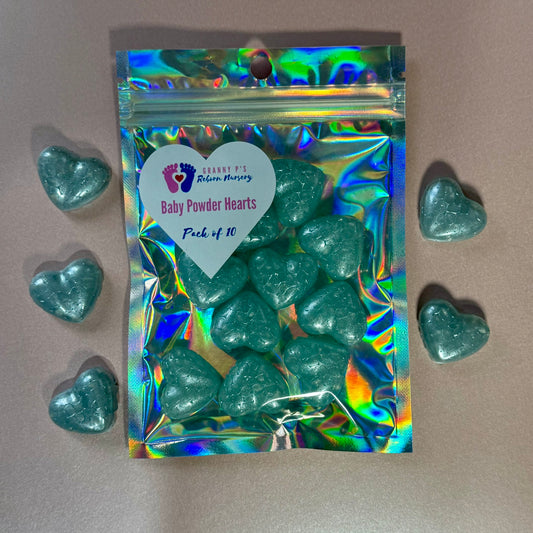 Baby Powder Hearts - Blue pack of 10