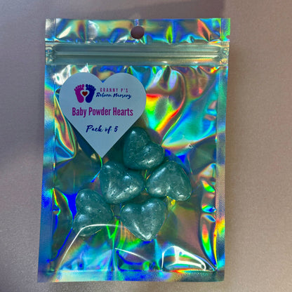 Baby Powder Hearts - Blue pack of 5