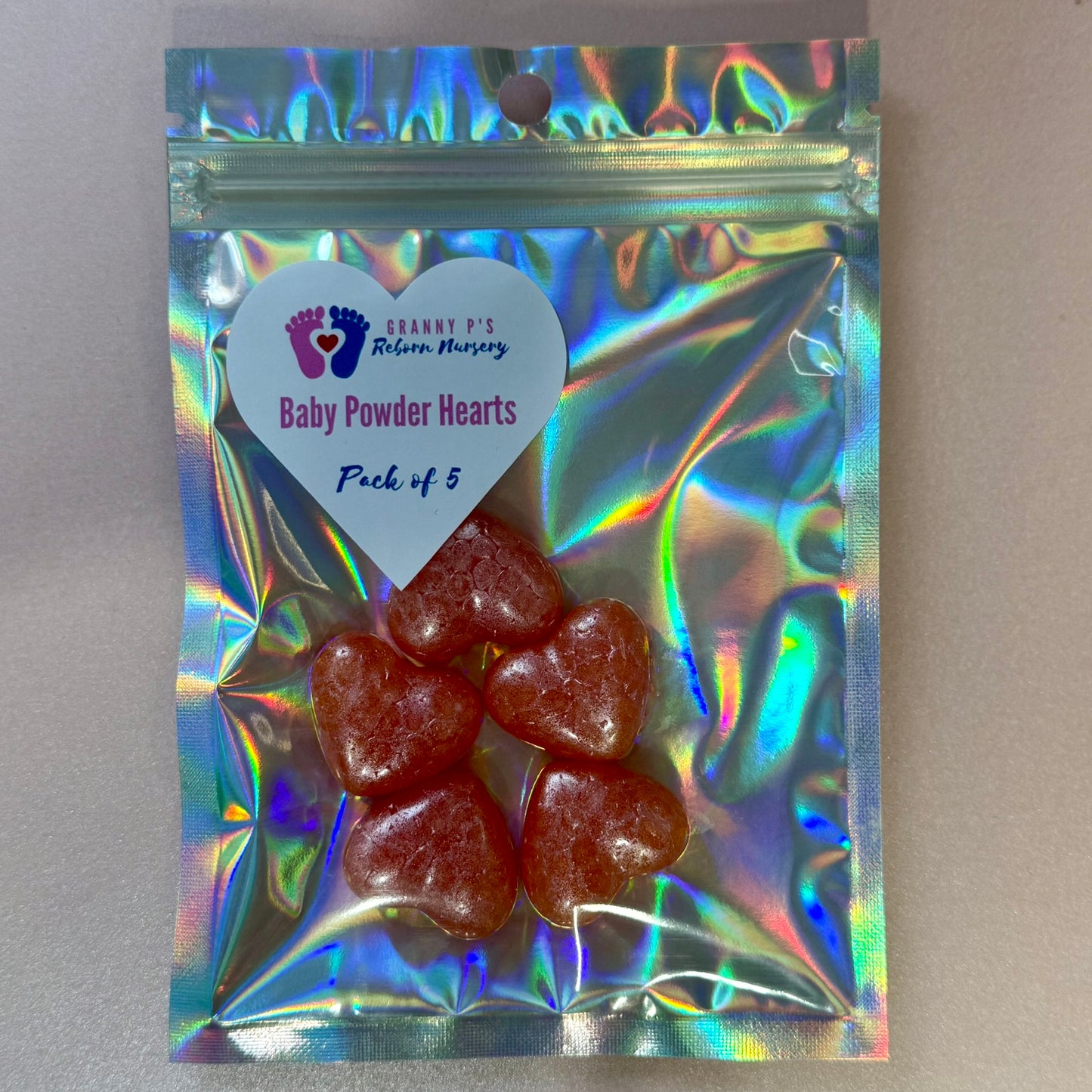 Baby Powder Hearts - Pink pack of 5