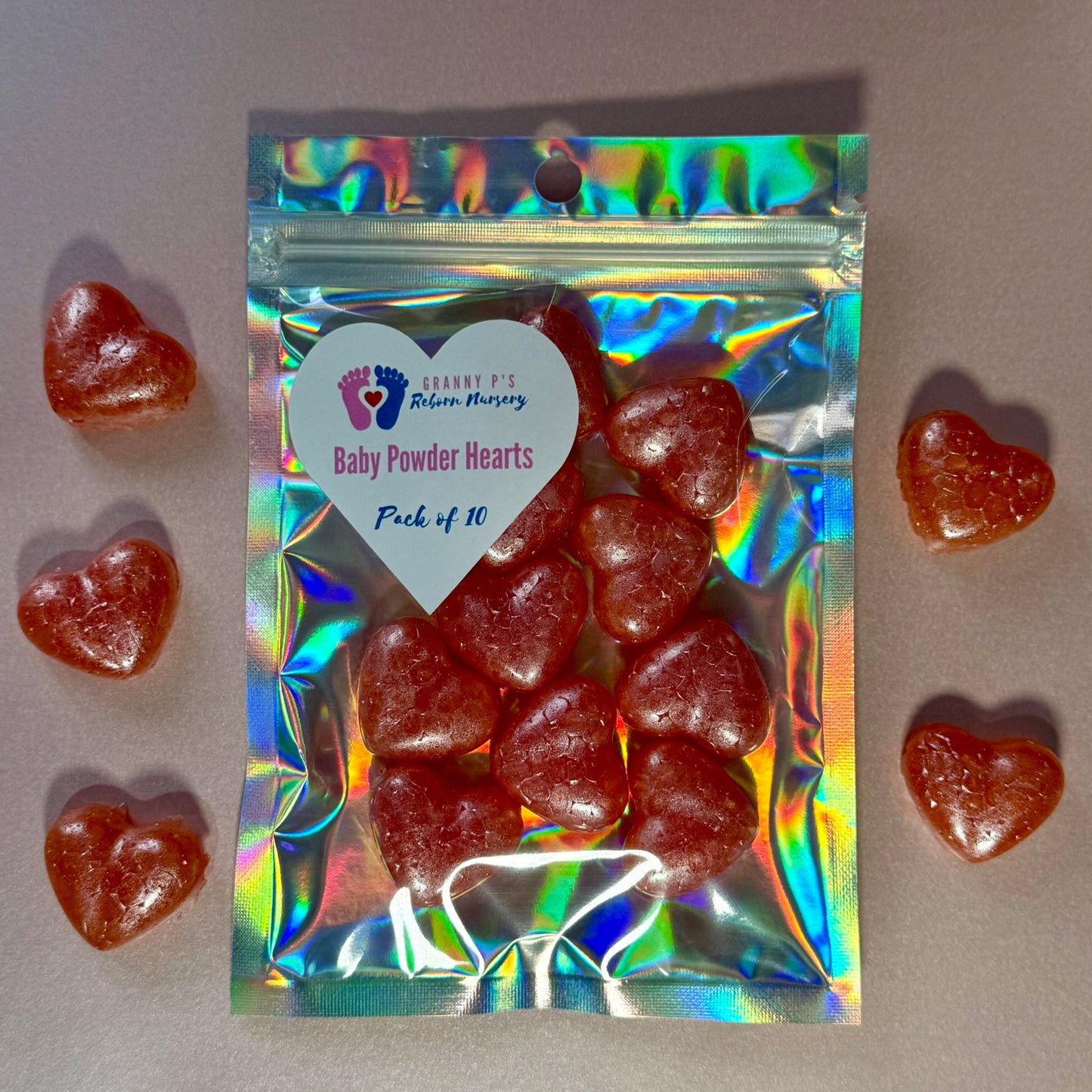 Baby Powder Hearts - Pink pack of 10