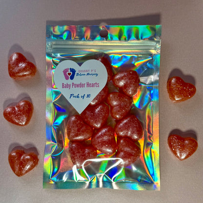 Baby Powder Hearts - Pink pack of 10