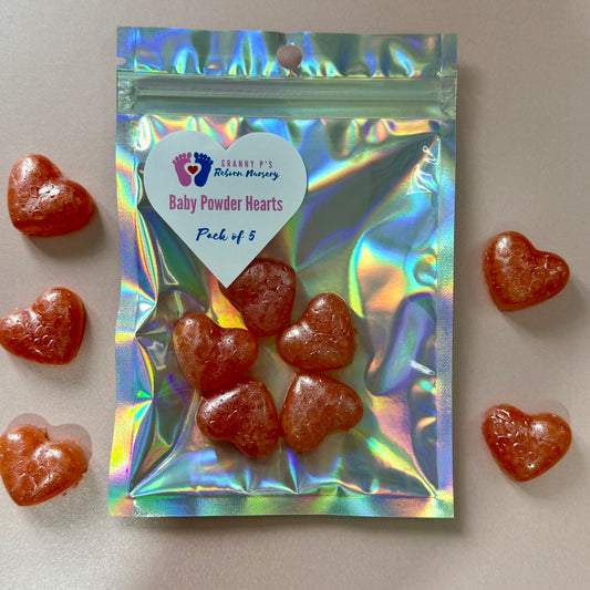 Baby Powder Hearts - Pink pack of 5