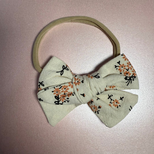 Cream with Flowers Bow Baby Headband