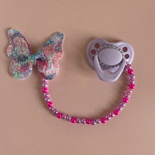 Newborn Lilly Lilac HoneyBug Reborn Magnetic Dummy / Pacifier & Beaded Clip