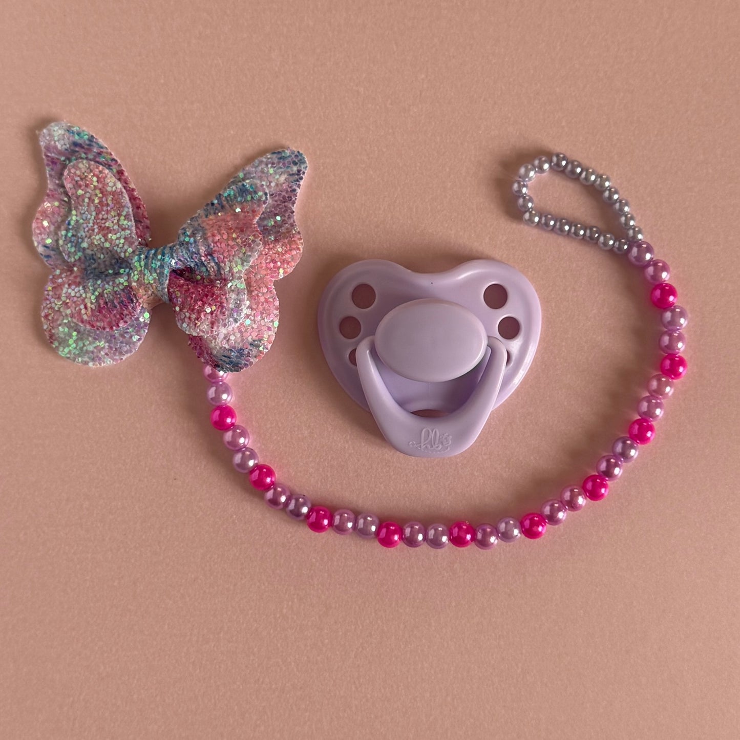 Newborn Lilly Lilac HoneyBug Reborn Magnetic Dummy / Pacifier & Beaded Clip
