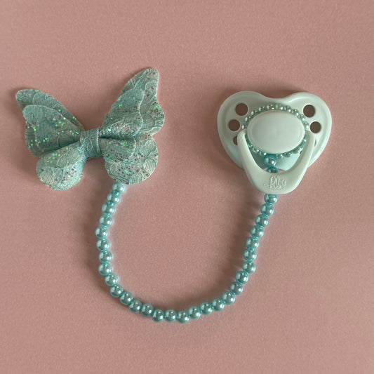 Newborn Crystal Breeze HoneyBug Reborn Magnetic Dummy / Pacifier & Beaded Clip