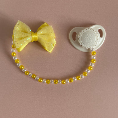 Newborn Vintage Off White HoneyBug Reborn Magnetic Dummy /Pacifier & Beaded Clip