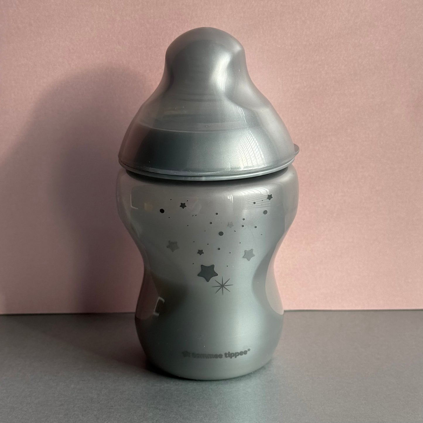Tommee Tippee Silver Stars Reborn Fake Milk Bottle 9oz
