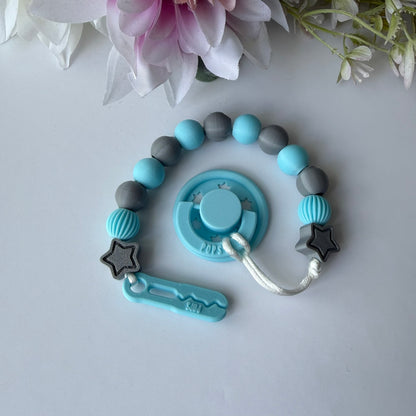 POPS Dummy Clip - Blue & Grey Stars & Lanterns - Can be personalised