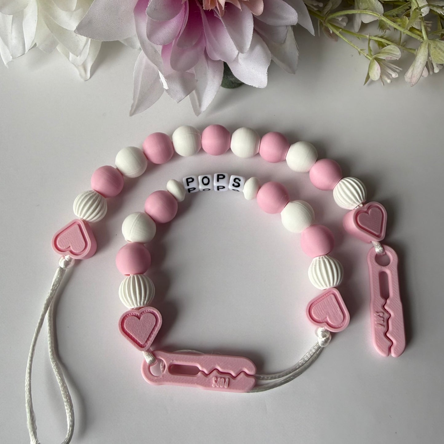 POPS Dummy Clip - Pink & White Hearts & Lanterns - Can be personalised