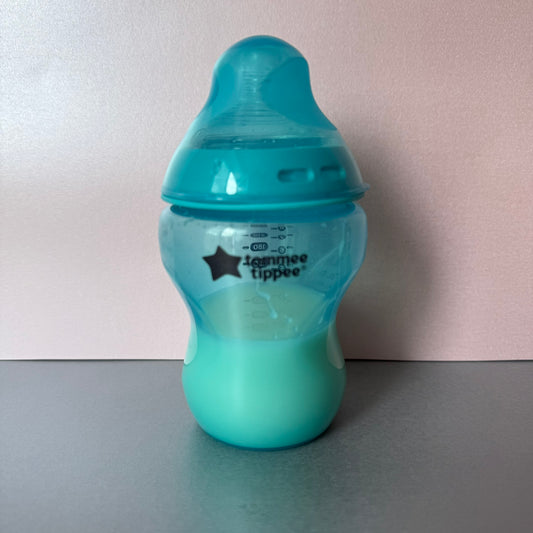 Tommee Tippee Turquoise Blue Reborn Fake Milk Bottle 9oz