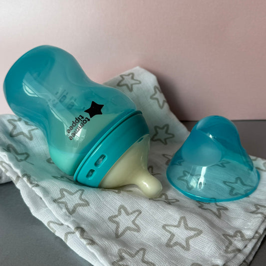 Tommee Tippee Turquoise Blue Reborn Fake Milk Bottle 9oz