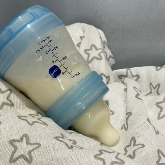 MAM Transparent Blue Dinosaur Reborn Fake Milk Bottle 5oz