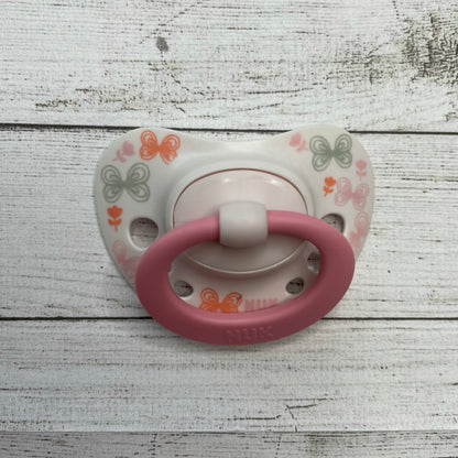 NUK Pink & White Butterflies Reborn Magnetic Dummy - self fit magnet