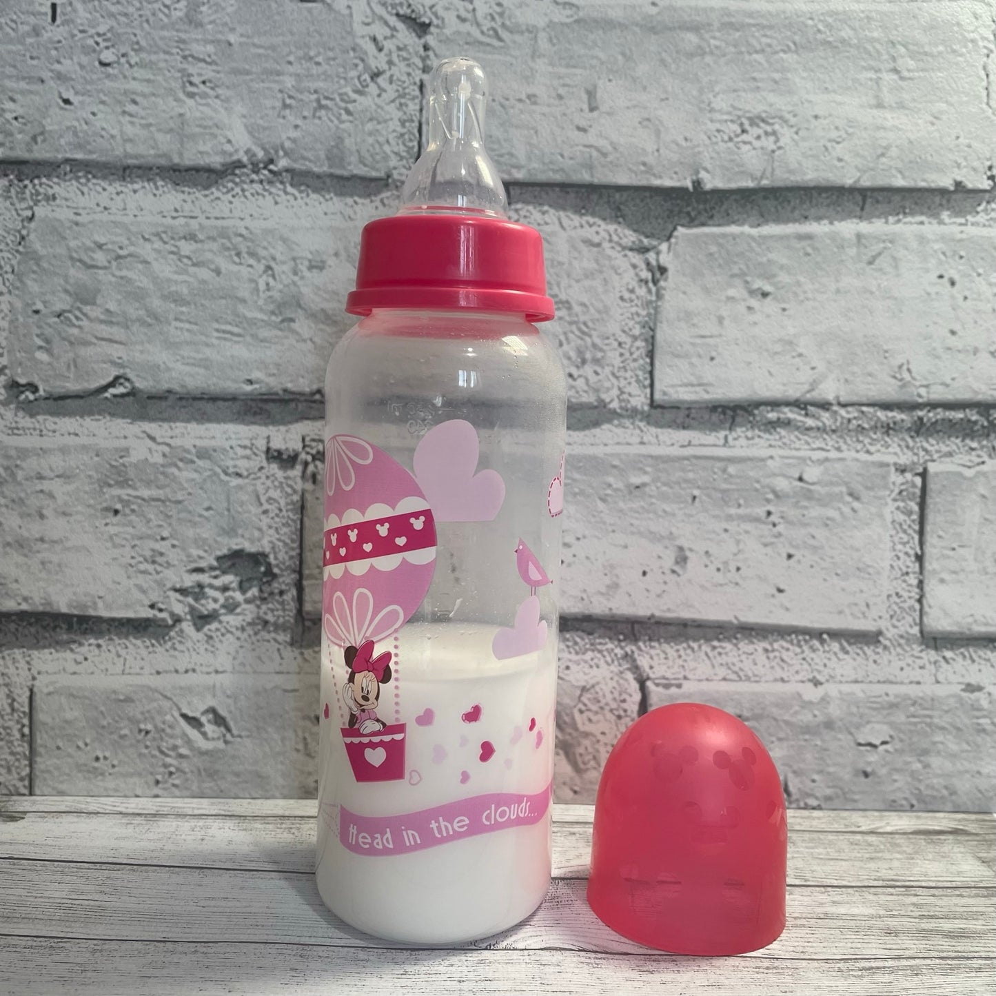 Minnie Mouse Pink Reborn Fake Milk Bottle 8oz