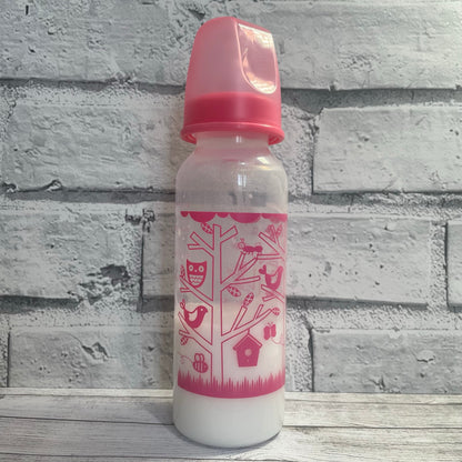 Tommee Tippee Tall Pink Birds Reborn Fake Milk Bottle 9oz