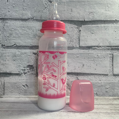 Tommee Tippee Tall Pink Birds Reborn Fake Milk Bottle 9oz