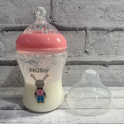 Nuby Pink Rabbit Reborn Fake Milk Bottle 9oz