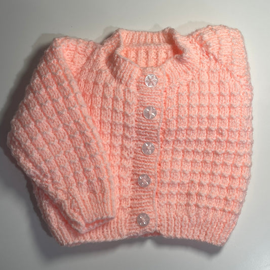 Newborn Peach Hand Knitted Cardigan