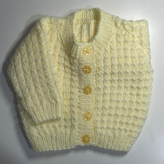 Newborn lemon Hand Knitted Cardigan