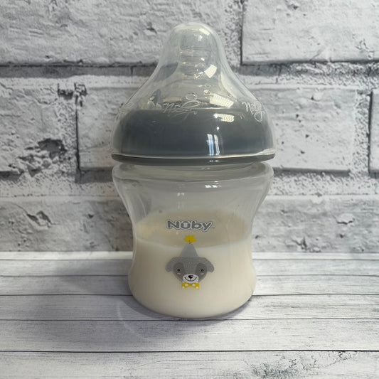 Nuby Grey Dog Reborn Fake Milk Bottle 6oz