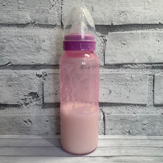 Tall Pink Reborn Fake Milk Bottle 9oz