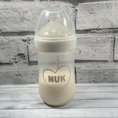 NUK White Wide Neck Reborn Fake Milk Bottle 8oz
