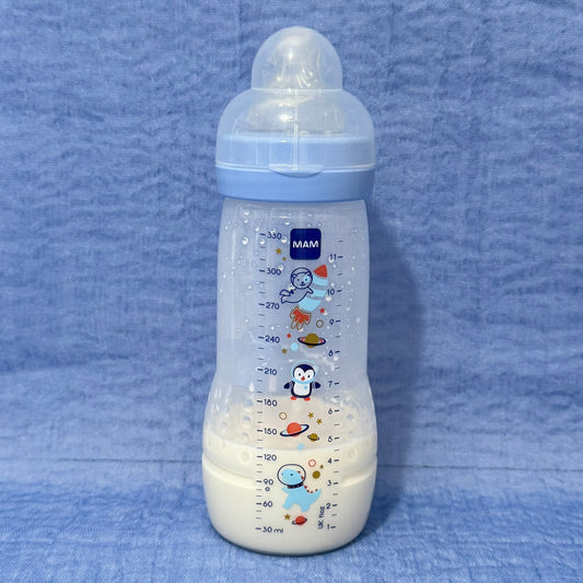 MAM Blue Animals in Space Reborn Fake Milk Bottle 11oz