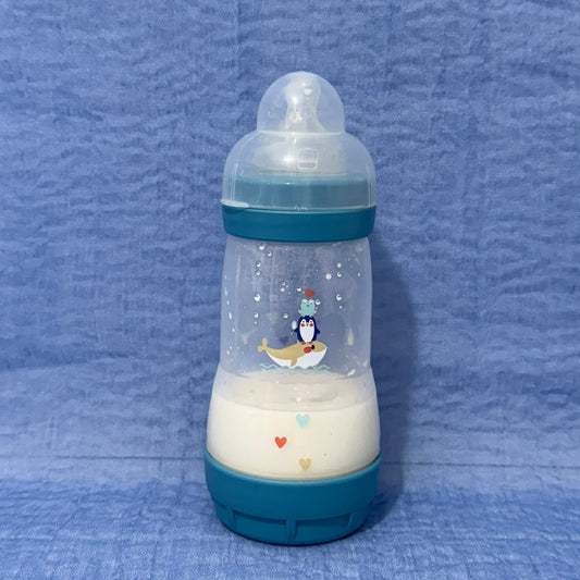 MAM Blue Penguin & Whale Reborn Fake Milk Bottle 9oz