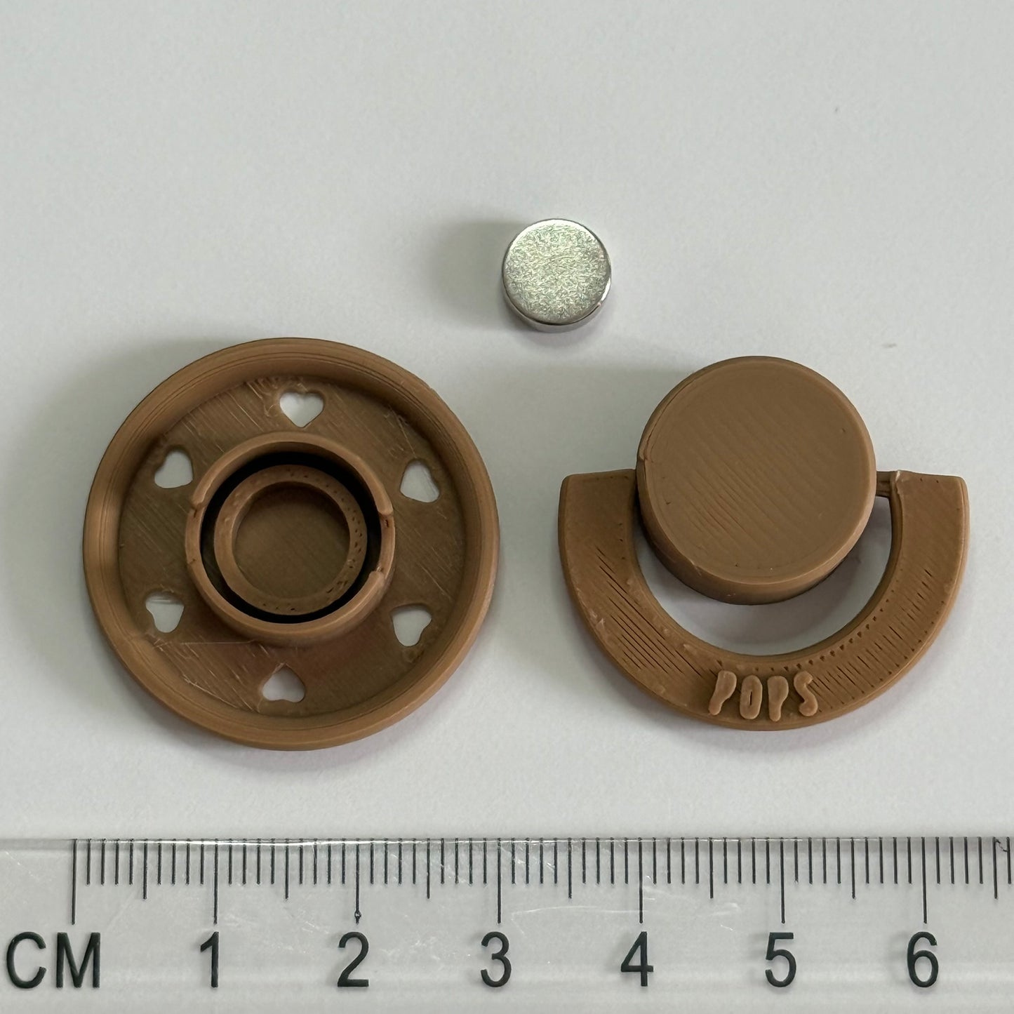 Mini POPS by Granny P Cappuccino Hearts Reborn Reversible Magnet Dummy/Pacifier