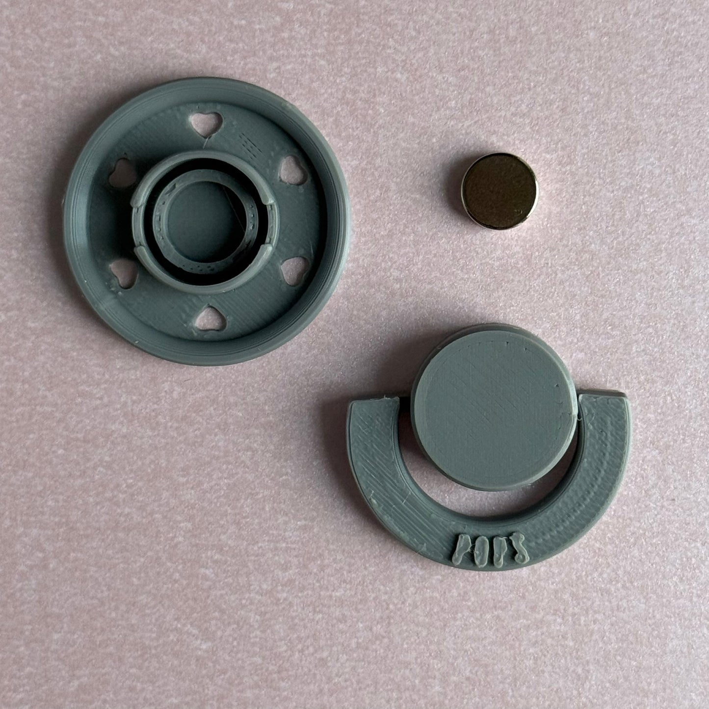 Mini POPS by Granny P Grey Hearts Reborn Reversible Magnet Dummy / Pacifier