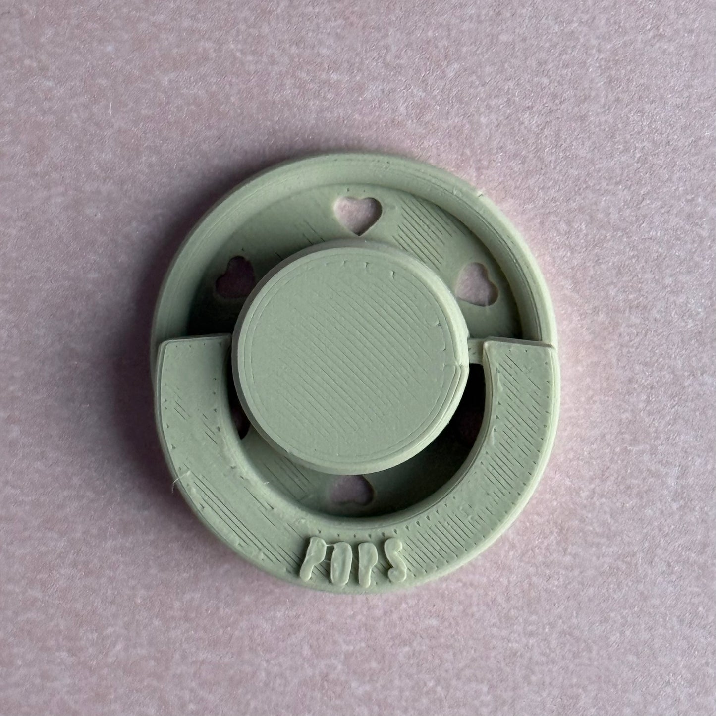 Mini POPS by Granny P Light Khaki Hearts Reborn Reversible Magnet Dummy / Pacifier