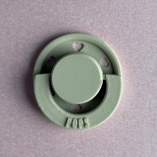 Mini POPS by Granny P Light Khaki Hearts Reborn Reversible Magnet Dummy / Pacifier