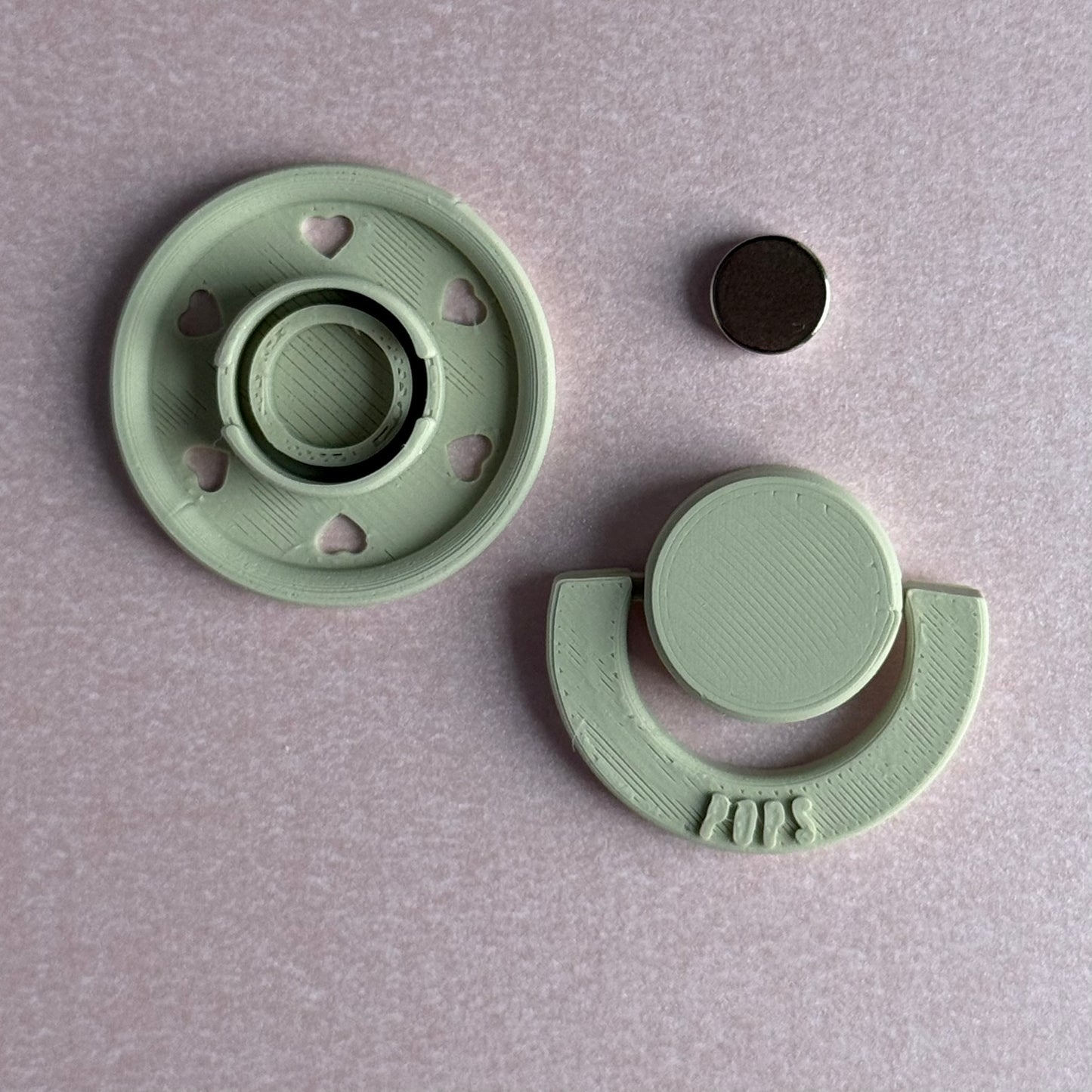 Mini POPS by Granny P Light Khaki Hearts Reborn Reversible Magnet Dummy / Pacifier