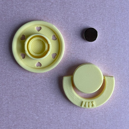 Mini POPS by Granny P Pale Yellow Hearts Reborn Reversible Magnet Dummy/Pacifier