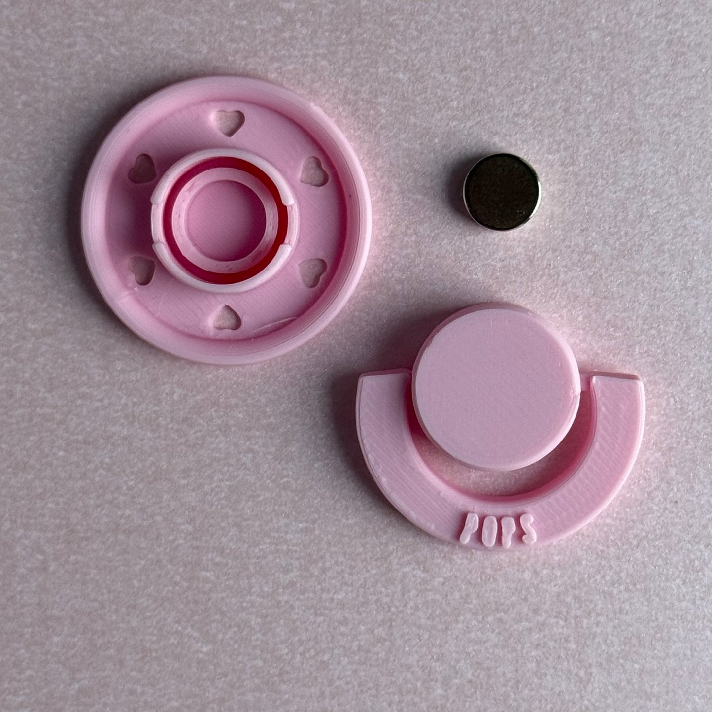 Mini POPS by Granny P Pink Hearts Reborn Reversible Magnet Dummy / Pacifier