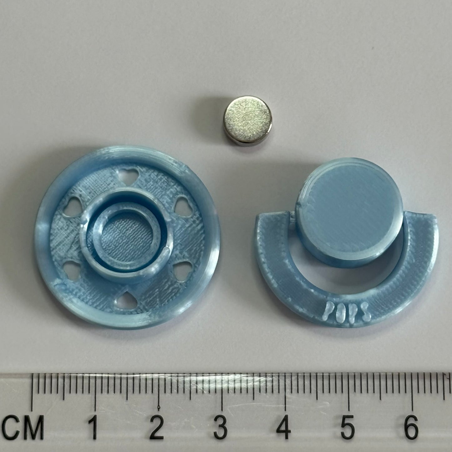 Mini POPS by Granny P Silk Blue Hearts Reborn Reversible Magnet Dummy/Pacifier