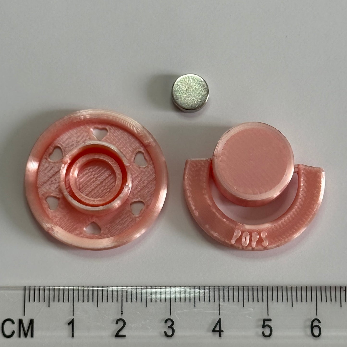 Mini POPS by Granny P Silk Pink Hearts Reborn Reversible Magnet Dummy/Pacifier