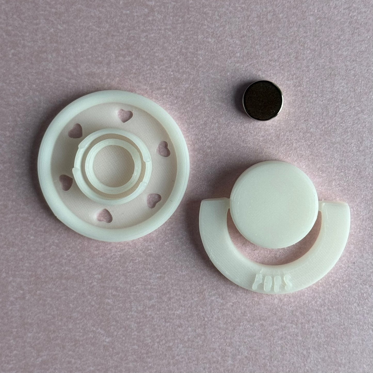 Mini POPS by Granny P White Hearts Reborn Reversible Magnet Dummy / Pacifier