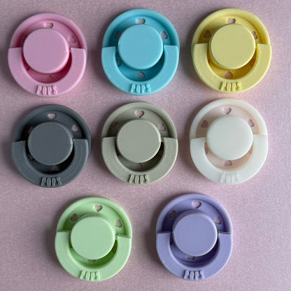 Mini POPS by Granny P Light Khaki Hearts Reborn Reversible Magnet Dummy / Pacifier