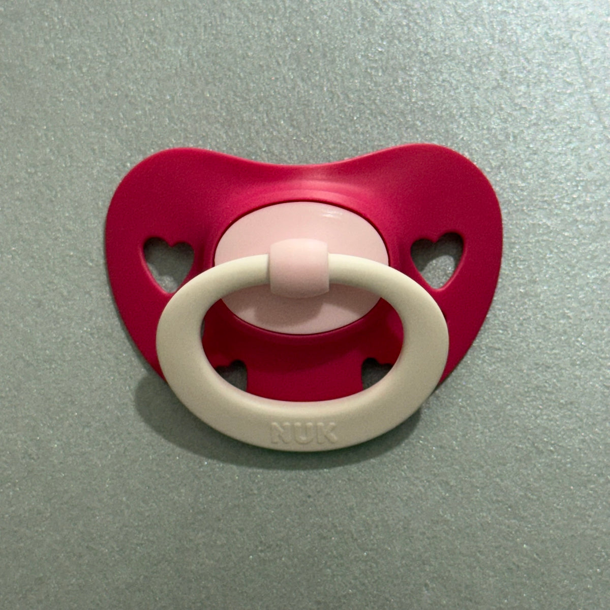 NUK Bright Pink Hearts Reborn Magnetic Dummy - self fit magnet