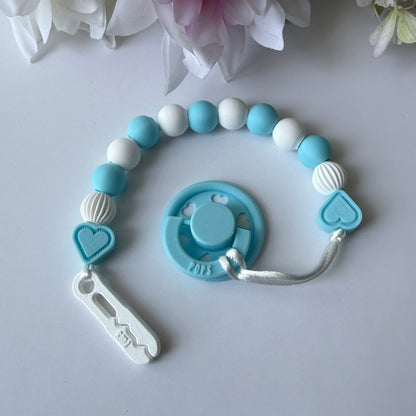 POPS Dummy Clip - Blue & White Hearts & Lanterns - Can be personalised