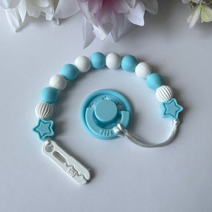 POPS Dummy Clip - Blue & White Stars & Lanterns - Can be personalised