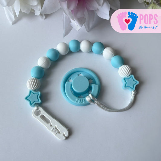 POPS Dummy Clip - Blue & White Stars & Lanterns - Can be personalised
