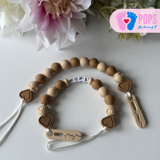 POPS Dummy Clip - Latte & Cappuccino Hearts & Hearts - Can be personalised