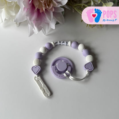 POPS Dummy Clip - Lilac & White Hearts & Lanterns - Can be personalised