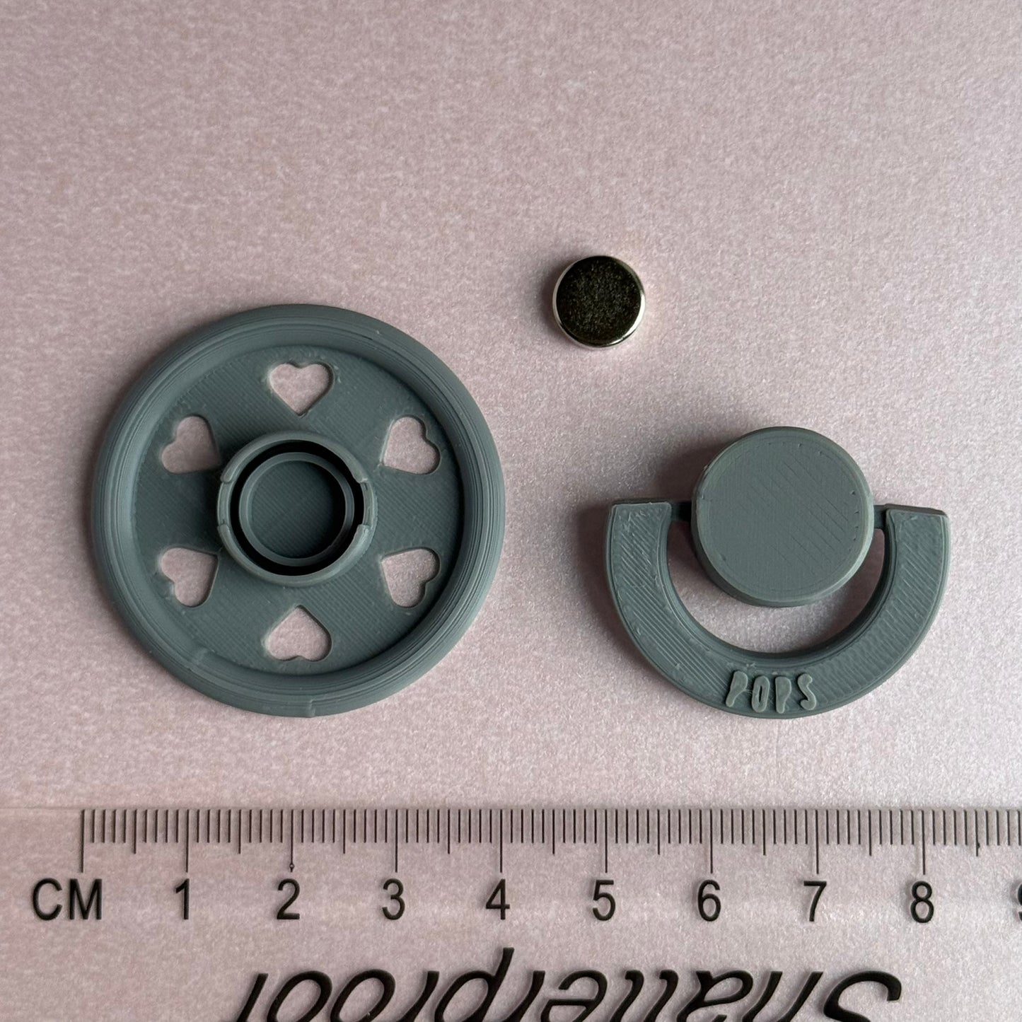 POPS by Granny P Grey Hearts Reborn Magnetic Dummy / Pacifier