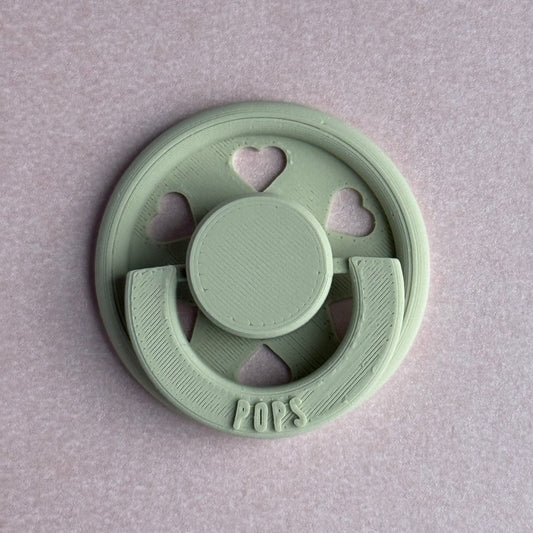 POPS by Granny P Light Khaki Hearts Reborn Magnetic Dummy / Pacifier