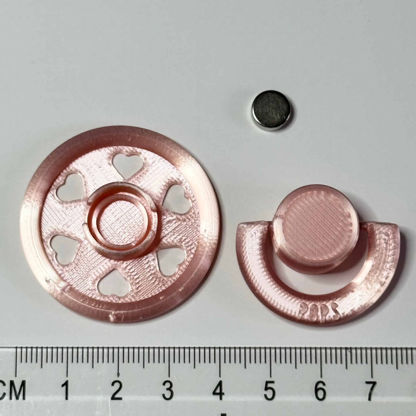 POPS by Granny P Silk Pink Hearts Reborn Reversible Magnet Dummy / Pacifier