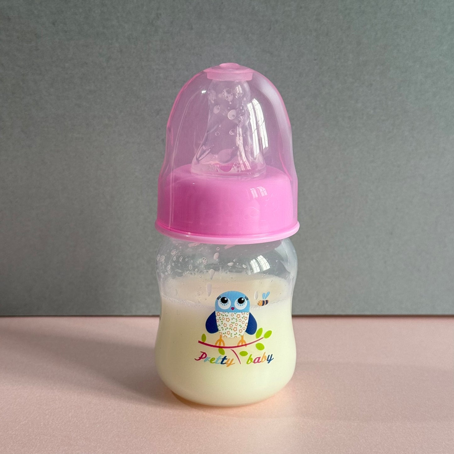 Pink Owl Printed Reborn Fake Milk Bottle 60ml